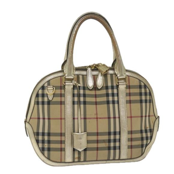 Burberry Nova Check Hand Bag Nylon Canvas Beige - Picture 1 of 16